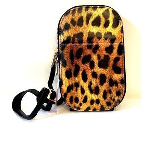 Monarque Leopard Print Crossbody Bag Front Pocket, Back Card Pocket